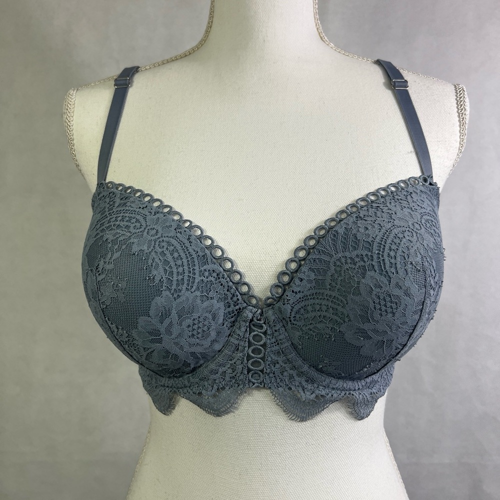 Victoria's Secret Dream Angel Lightly Lined Bra Grey Lace 32DDD F70